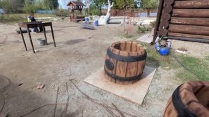 изготовление и  покраска  бочек  из  цемента..  мастер  класс.