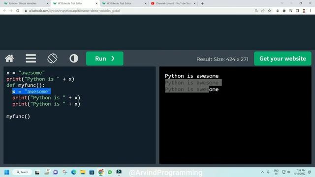 Python global variables and local variables | Python for beginners in Hindi