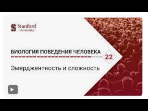 Биология поведения человека  Лекция #22  Эмерджентность и сложность Роберт Сапольски  Стэнфорд
