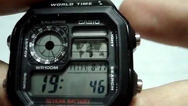 Casio AE-1200WH-1AVEF Настройка часов смотреть онлайн
