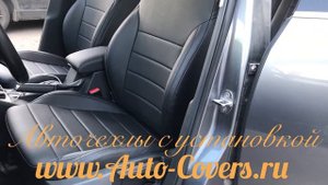Чехлы на Шкода Октавия А7 Хоккей Эдишн. Установка чехлов на сидения автомобиля с прошивкой.