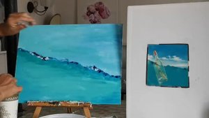 Живопись акриловыми красками. Картина "Письмо в бутылке"