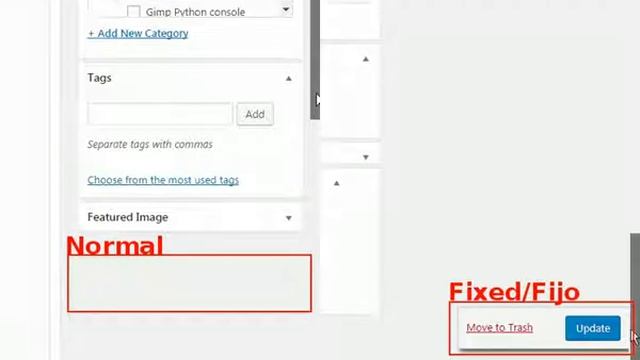 WordPress: Fijar botón Publicar/Actualizar - Fix the Publish/Update button