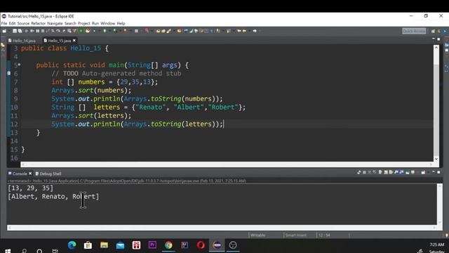 Usando Arrays.sort() смотреть онлайн
