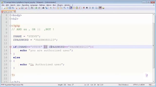 PHP for Absolute Beginner | PHP Programming | PHP Full Course Tutorial | Logical Operator in PHP
