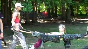 Туристский лагерь школьников. Полоса препятствий