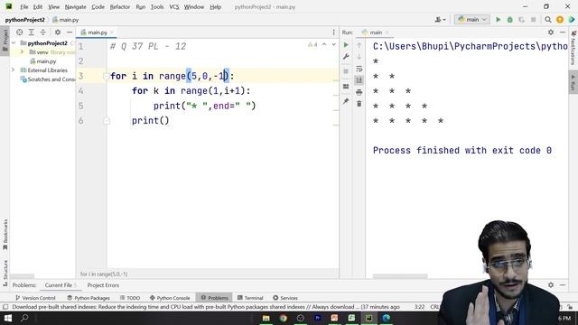 Star Patterns Python Program #5 | Star Patterns python playlist