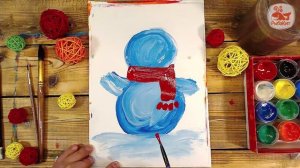 Как нарисовать СНЕГОВИКА урок рисования красками для детей