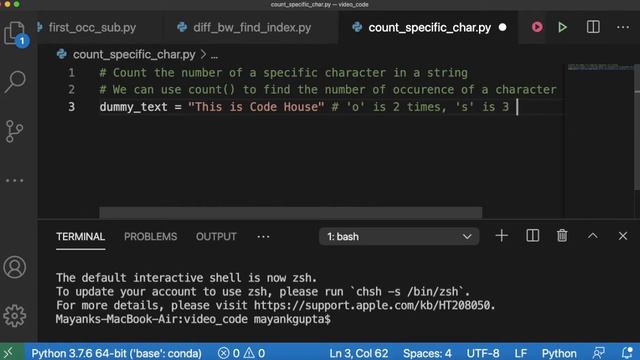 Code 60: Count the number of a specific character in a string | 365 days of Code смотреть онлайн