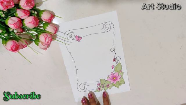 Paper Scroll | Border designs on paper | front page/cover page border designs | borders for project