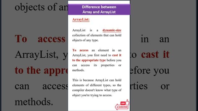 Difference between Array and ArrayList #Java #Csharp #interviewpreparation #techinterviews #array