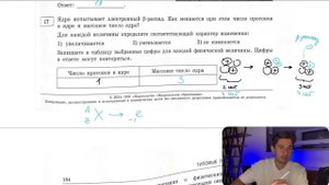 Ядро испытывает электронный β-распад. Как меняются при этом число протонов в ядре и массовое - №