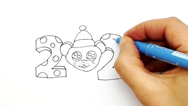 Как нарисовать 2020 год цифры. Просто рисуем цифры 2020 с символом Нового Года. #327 смотреть онлайн