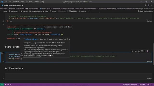 Python | Data Type | String | index() Method Using Substring, Start & End Parameter