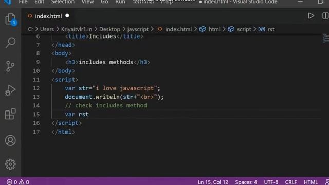 JavaScript String includes Method | javascript tutorial | js string
