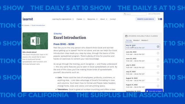 Learnit Minute: Highlighting Excel Courses Coming Soon | The Daily 5 at 10 смотреть онлайн