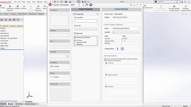 SOLIDWORKS Tutorial - Create Custom Properties with Property Tab Builder