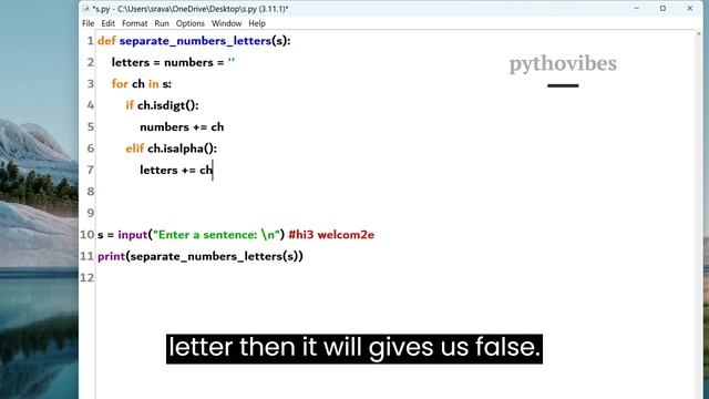how to separate alphabets and digits  in Python #interview #programming #coding #question