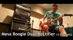 Guitar Amplifier Test: Peavey 5150, Mesa Boogie Dual Rectifier (3 channels), Peavey Triple XXX