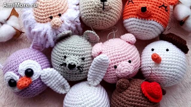 Амигуруми: схема Ёлочные игрушки. Игрушки вязаные крючком - Free crochet patterns.