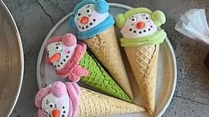 Зефирные снеговики в рожках от Марины Невской