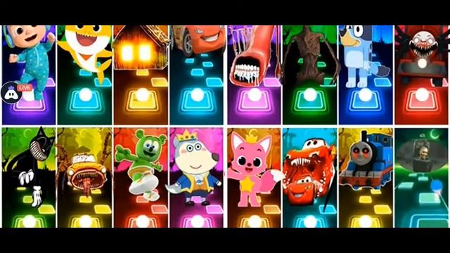Tiles Hop Vs Choo Choo Charles vs Oddbods vs Bus Eater vs Lightning McQueen | Tiles Hop EDM Rush смотреть онлайн