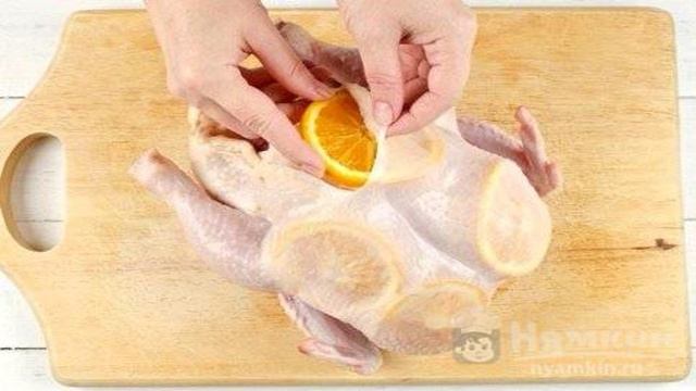 Курица фаршированная апельсинами в духовке