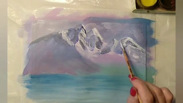 Рисуем гуашью озеро в горах смотреть онлайн