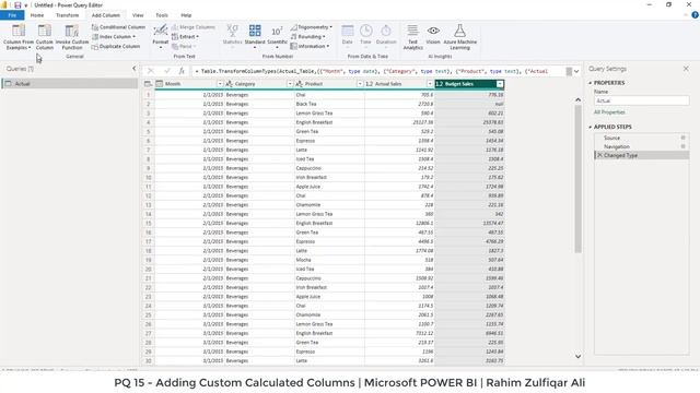 PQ 15 - Adding Custom Calculated Columns in POWER QUERY | Microsoft POWER BI