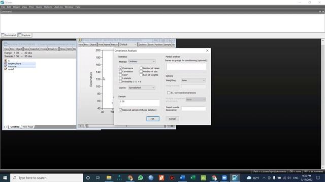 Simple Linear Regression using EViews