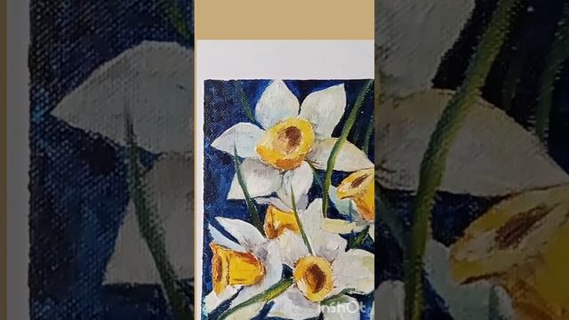 Early daffodils on blue. Ранние нарциссы на синем фоне.