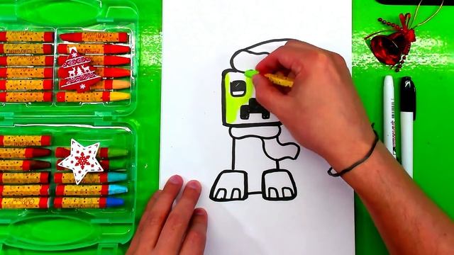 Рисуем МАЙНКРАФТ на Новый год / РыбаКит папа рисует смотреть онлайн