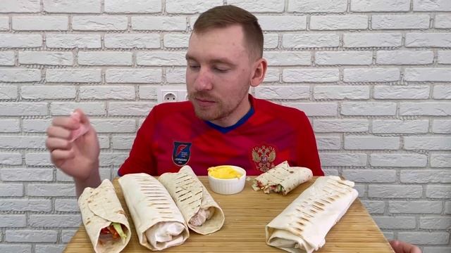 МУКБАНГ ШАУРМА ДОМАШНЯЯ С КУРИЦЕЙ И КАПУСТОЙ простой рецепт  MUKBANG HOMEMADE SHAWARMA