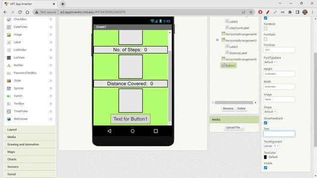 Pedometer sensor in MIT App Inventor to count steps and distance смотреть онлайн