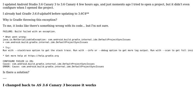 Android Studio 3.6 canary 4 - Gradle throwing DefaultProjectSyncIssues exception (2 Solutions!!) смотреть онлайн