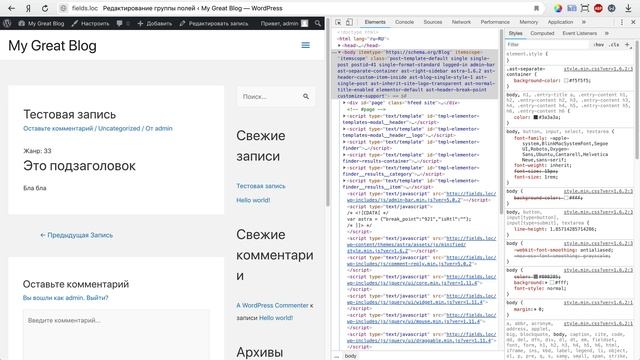Произвольные поля WordPress плагином Advanced Custom Fields (ACF)