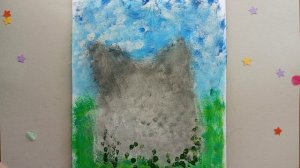 Как нарисовать котенка. Рисуем губкой для мытья посуды