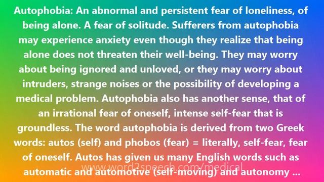 Autophobia - Medical Meaning смотреть онлайн