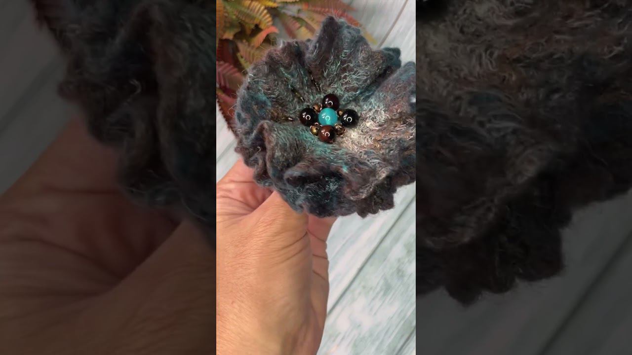 Бирюза в шоколаде. #felting #брошьцветок смотреть онлайн