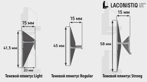 Монтаж теневого плинтуса Laconistiq. Вариант монтажа 2, установка и монтаж светодиодной подсветки