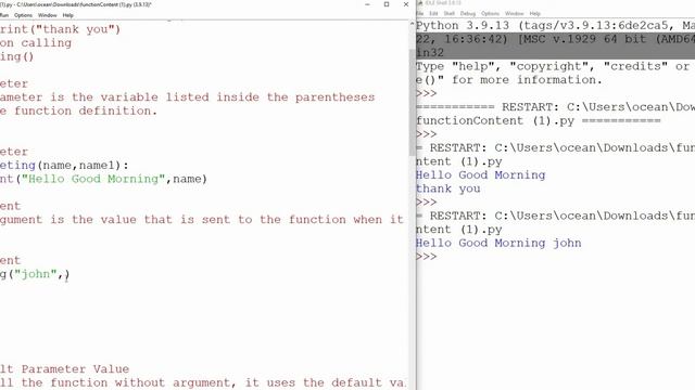 Functions | Parameters | Arguments | Default Parameters | return keyword | in Tamil #ocean #python