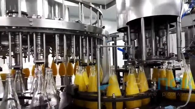 Триблок розлива сока в Стеклянную бутылку смотреть онлайн