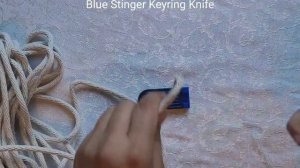 Cord Cut Test - Al Mar Blue Stinger Keyring Knife on 1/4"  Smooth Braid Cotton Sash Cord