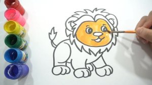 Раскраска для детей ДОБРЫЙ ЛЬВЁНОК  Мультик   Раскраска  Учим цвета II ОБУЧАШКА ТВ