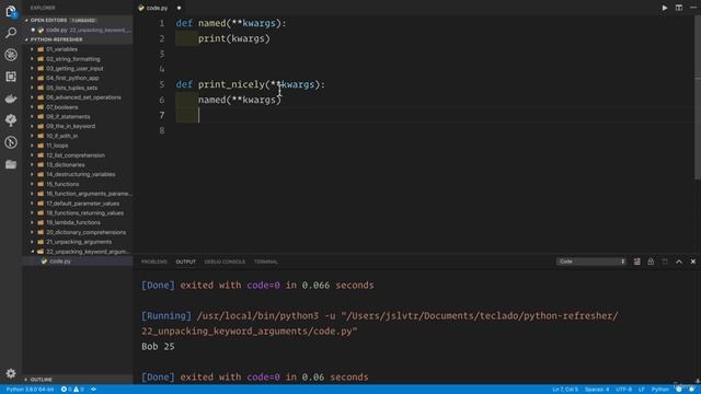 02 - A Full Python Refresher - 029 Unpacking keyword arguments