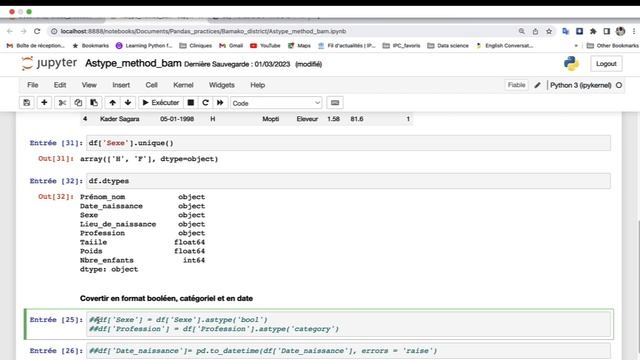 Convertir les types de données avec ASTYPE de Pandas de Python смотреть онлайн