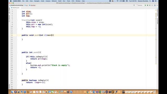#25 - Stack Implementation in Java using Array - DataStructure Series Part 1