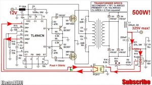 TL494 Modified Sine Wave Power Inverter 12V-220V DC-AC