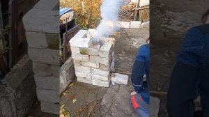 Печь-ракета за 3 минуты. Из кирпича.