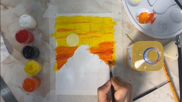 Гуашьпен оңай әрі тез салынатын мешіт суреті! Как нарисовать мечеть с закатами гуашью! Очень просто смотреть онлайн